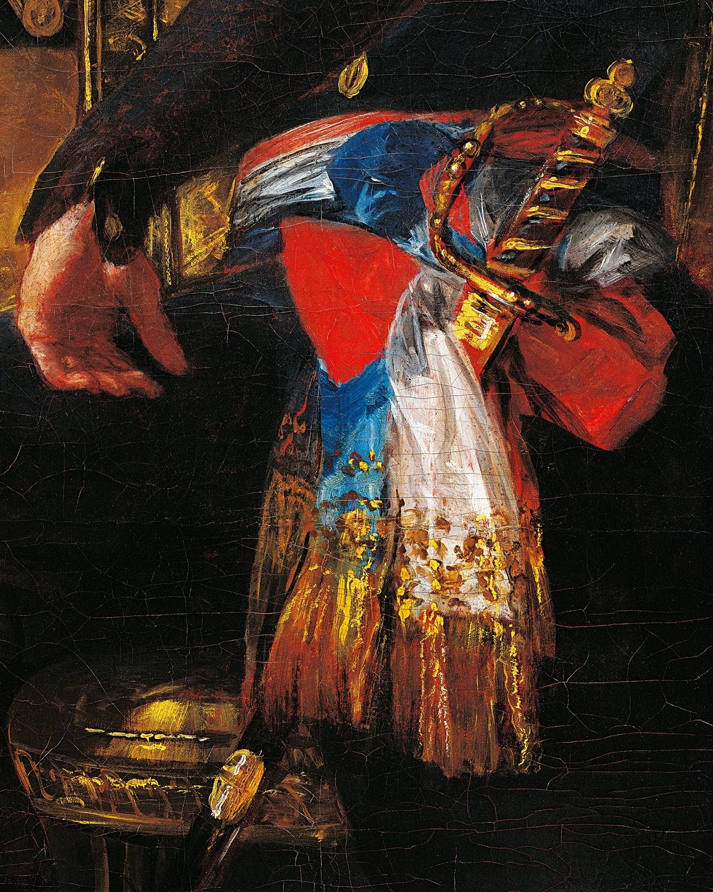 フランシスコ・デ・ゴヤ（1746-1828）によるフェルディナン・ギユマルデ（1798-1800年の駐スペイン大使）の肖像画（油彩・カンヴァス）の一部である剣と帯 作： フランシスコ・ホセ・デ・ゴヤ・イ・ルシエンテス