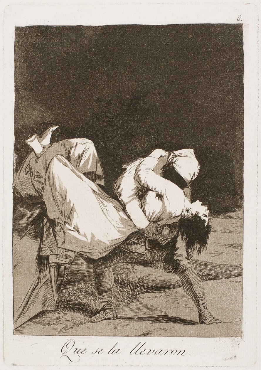 彼らは彼女を連れ去った！、Los Caprichos、1797-99からのプレート8 作： フランシスコ・デ・ゴヤ
