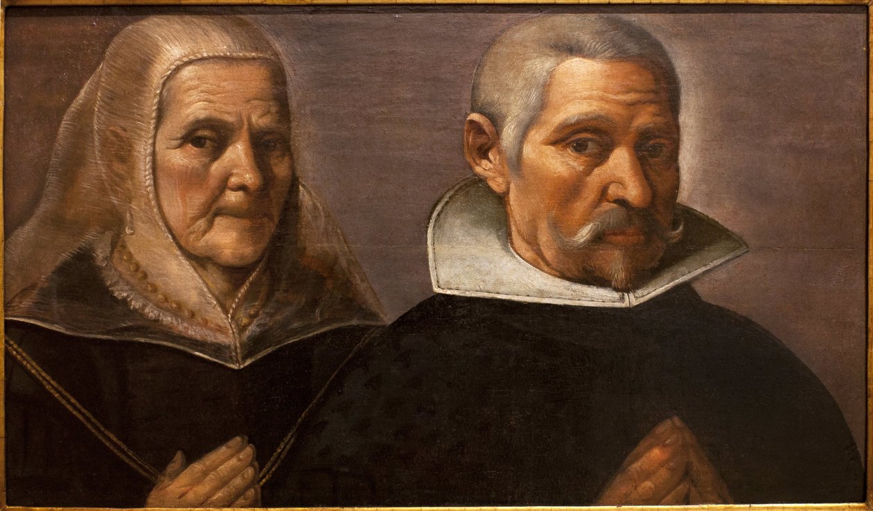 祈りを捧げる年齢のカップルの肖像。フランシスコ・パチェコ(1564-1644)作、1630年頃の作品。スペイン、セビリア美術館蔵 作： フランシスコ・パチェコ