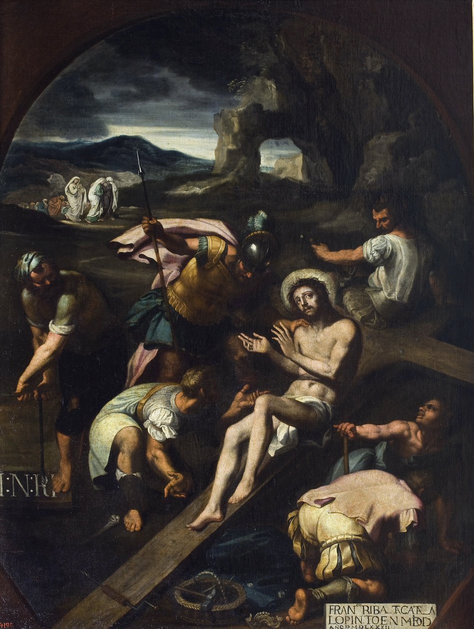 十字架に釘付けされたキリスト - フランシスコ・リバルタ（1565-1628）。油彩・キャンバス 作： フランシスコ・リバルタ