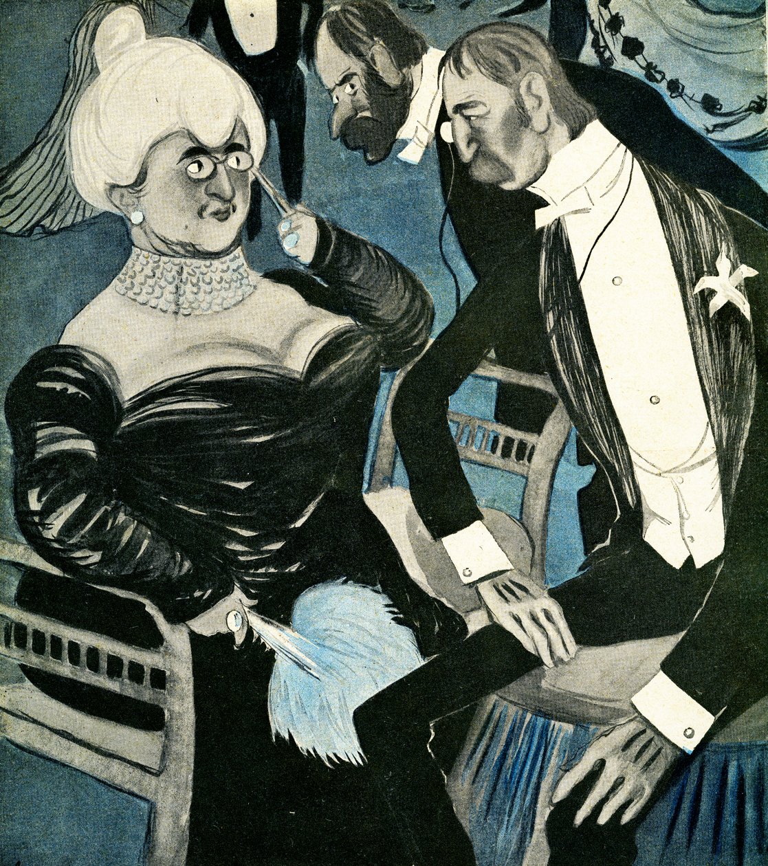 1905年、フランス人女性にダンスを依頼するイギリス人男性。 作： フランシスコ・サンチャ・イ・レンゴ