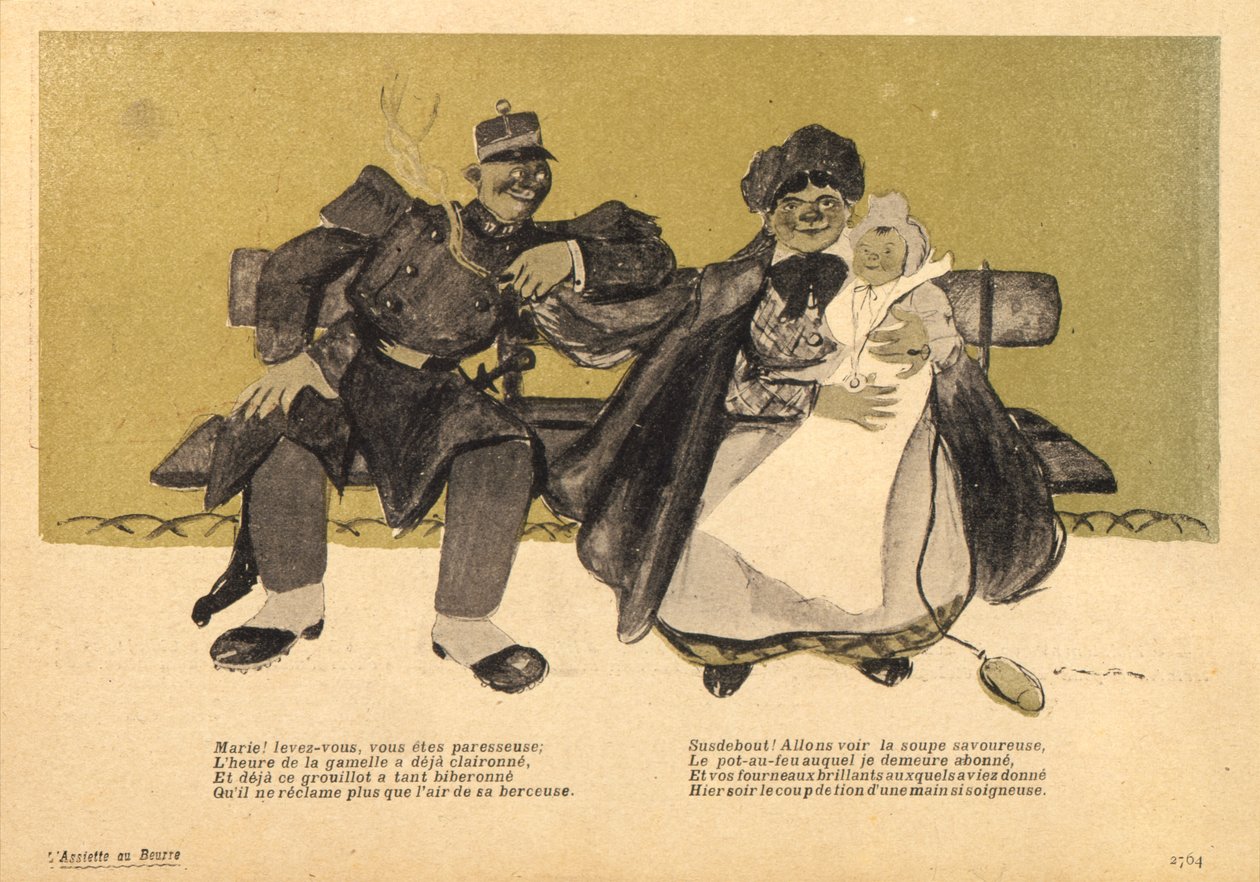 既婚！起きて、あなたは怠惰です、漫画、LAssiette au Beurre、1904年6月4日 作： フランシスコ・サンチャ・イ・レンゴ