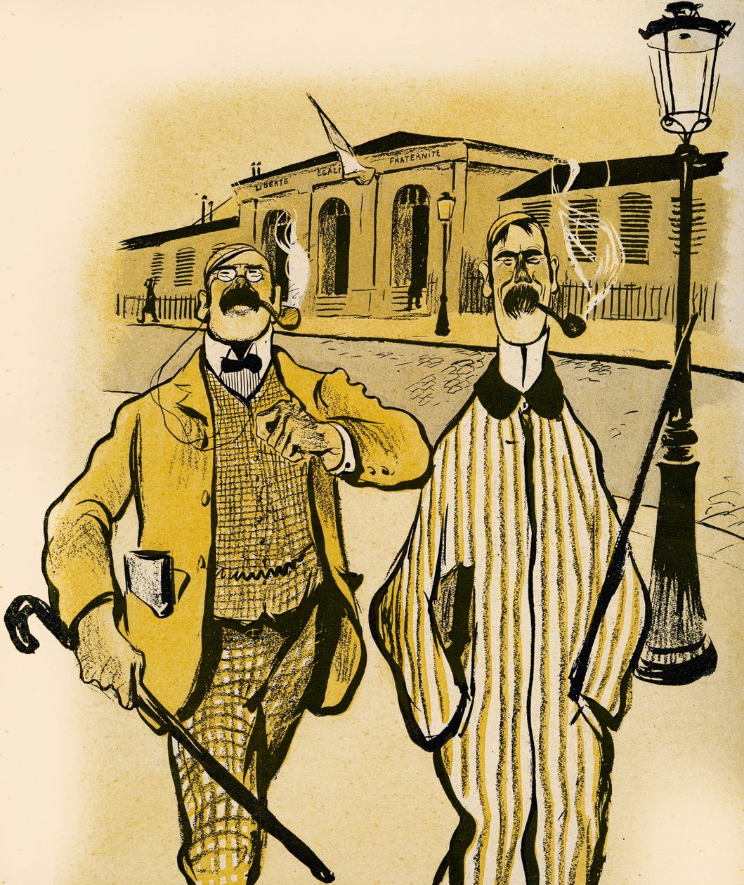 1903年に2人のイギリス人が遺体安置所を通り過ぎる 作： フランシスコ・サンチャ・イ・レンゴ