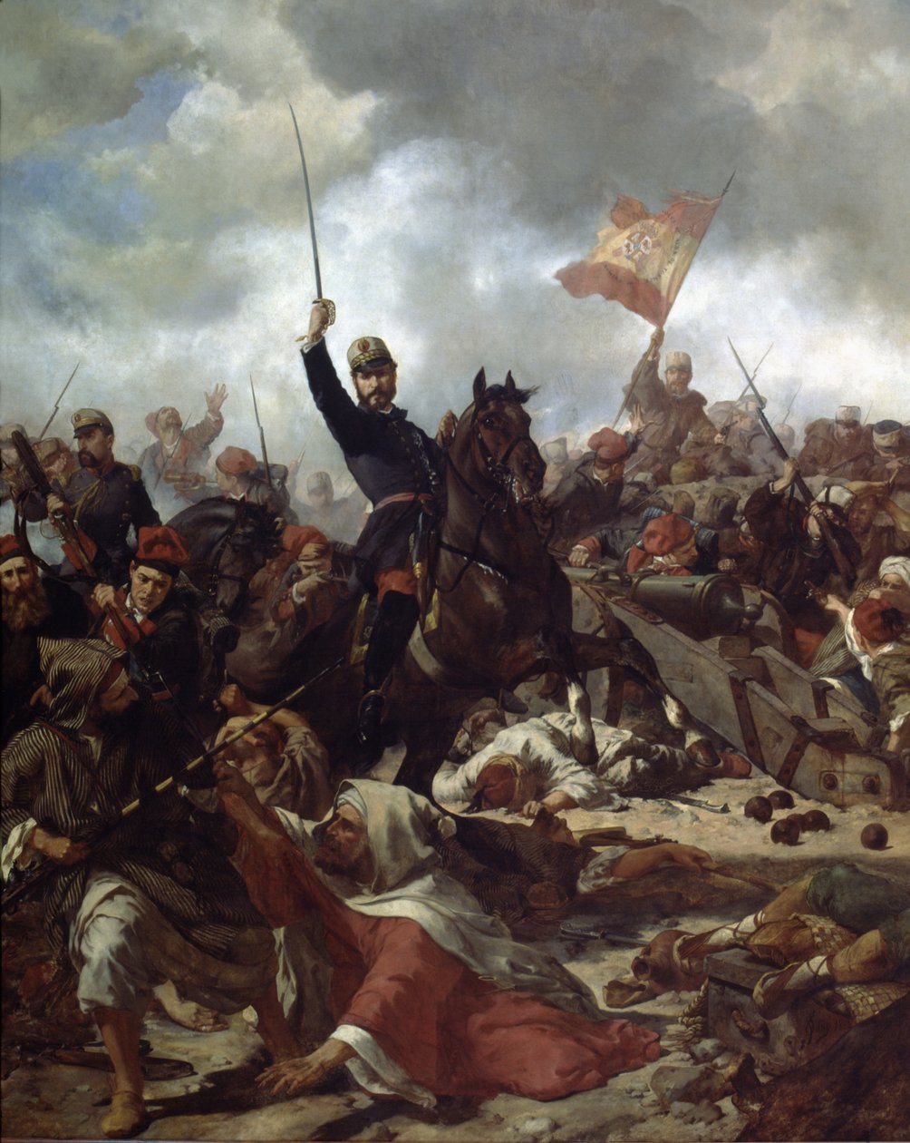 テトゥアンの戦いでのジョン・プリム将軍とプラッツ (1814-70) 作： フランシスコサンスイキャボット