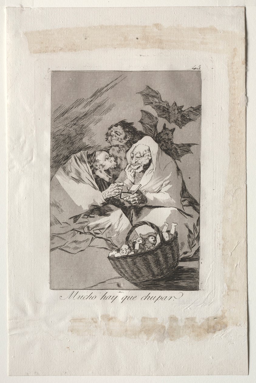 Caprichos：1799年、たくさんのサックがあります。 作： フランシスコ・デ・ゴヤ