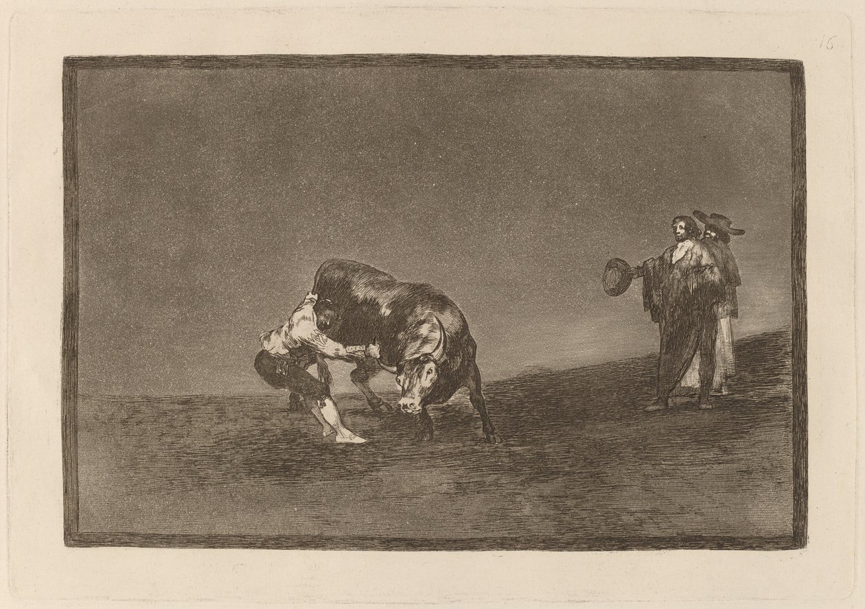 彼自身がマドリッド広場で雄牛をひっくり返します (The Same Man Throws a Bull in the Ring at Madrid) 作： フランシスコ・デ・ゴヤ