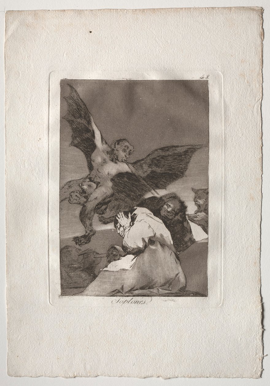 Ochenta Caprichos：Tale-Bearers-Blasts of Wind、1793-1798 作： フランシスコ・デ・ゴヤ