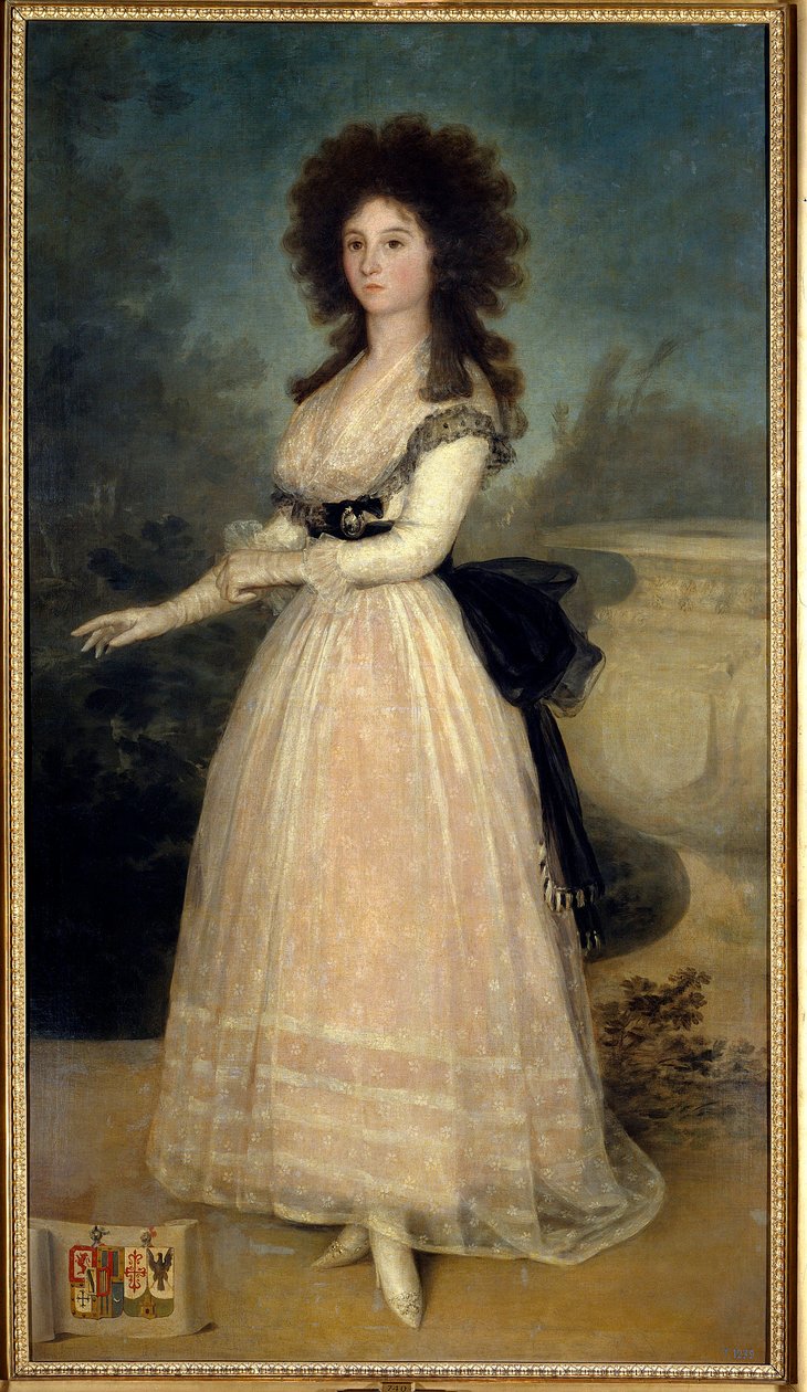 ドナ・タデア・アリアス・デ・エンリケスの足元の肖像 フランシスコ・デ・ゴヤ（1746-1828）の絵画（Ec.Esp） 18世紀 マドリッド。プラド美術館 - ドナ・タデア・アリアス・デ・エンリケスの全身像。フランシスコ・デ・ゴヤ(1746-1828)の絵画 (スペイン派) 18世紀 作： フランシスコ・デ・ゴヤ