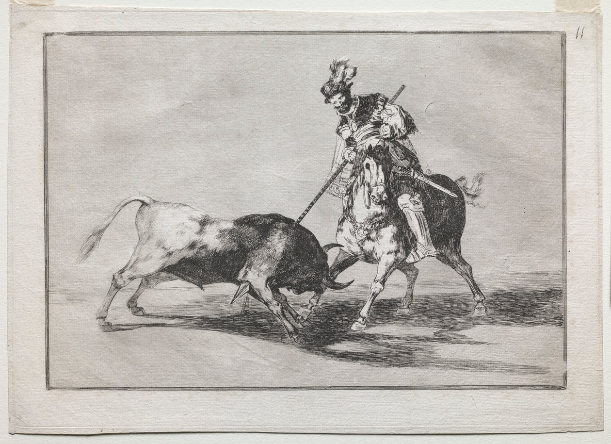 シド・カンペアドールが別の雄牛を槍で叩く、1815年から1816年。 作： フランシスコ・デ・ゴヤ