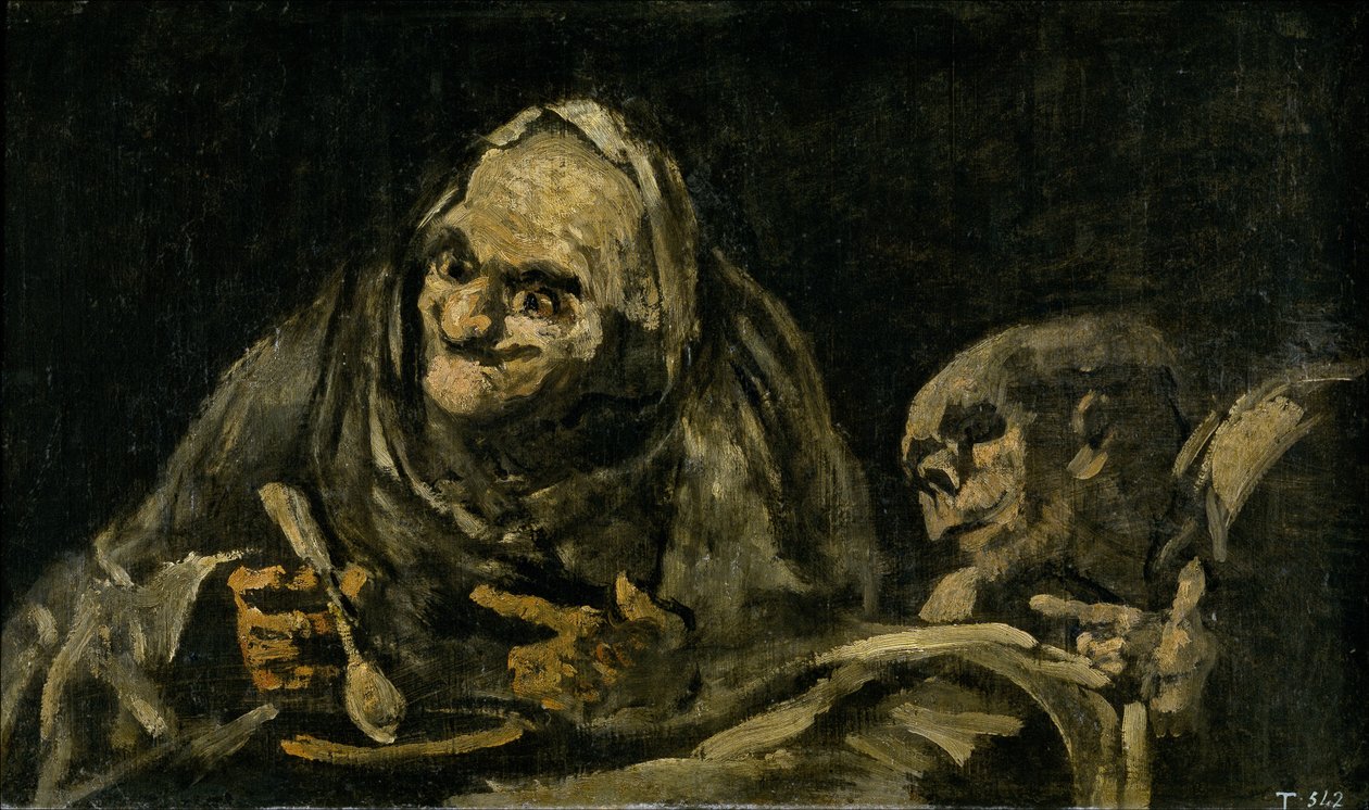 2人の老人がスープを食べる 作： フランシスコ・デ・ゴヤ