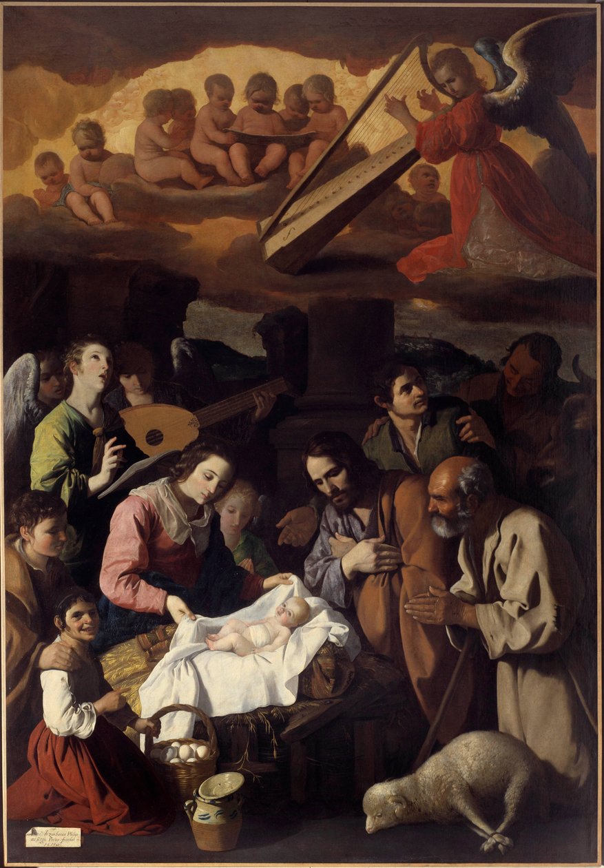 羊飼いの礼拝 フランシスコ・デ・ズルバラン（1598-1664）の絵画 17世紀 日2.67 x 1.85 m. グルノーブル。美術博物館 作： フランシスコ・デ・スルバラン