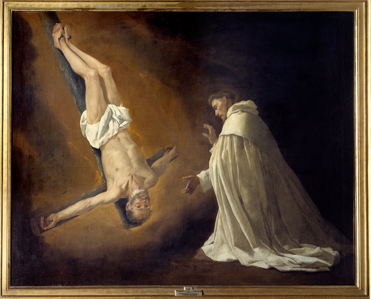 聖ペテロの出現 聖ペテロの磔刑 ノラスケ（1189-1256）の絵 フランシスコ・デ・ズルバラン（1598-1664）の絵 （ec.esp.）1629 Sun.1,79x2,23 m マドリッド、プラド美術館 作： フランシスコ・デ・スルバラン