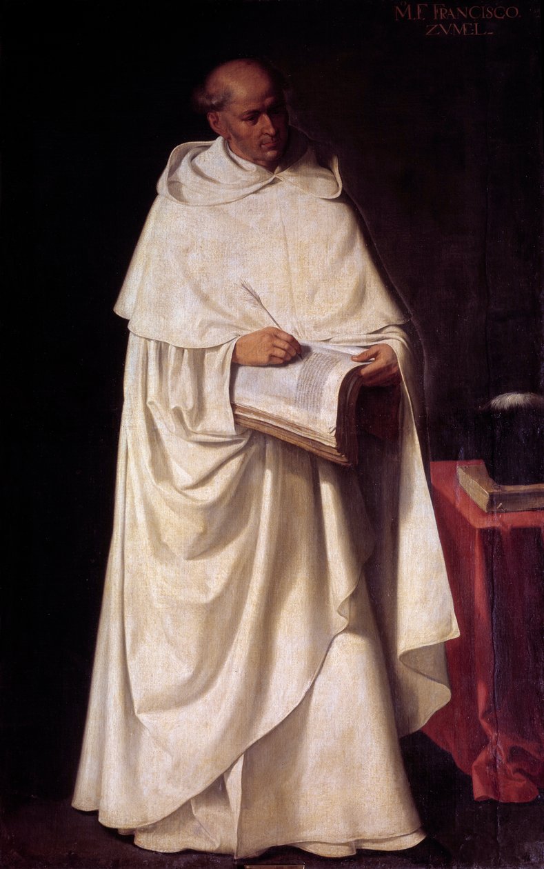 フランシスコ・ズメル（1540年頃～1607年）の肖像 スペインのメルシー修道会の修道士で神学者 フランシスコ・デ・ズルバラン（1598年～1664年）の絵画 17世紀 マドリード、プラド美術館 作： フランシスコ・デ・スルバラン