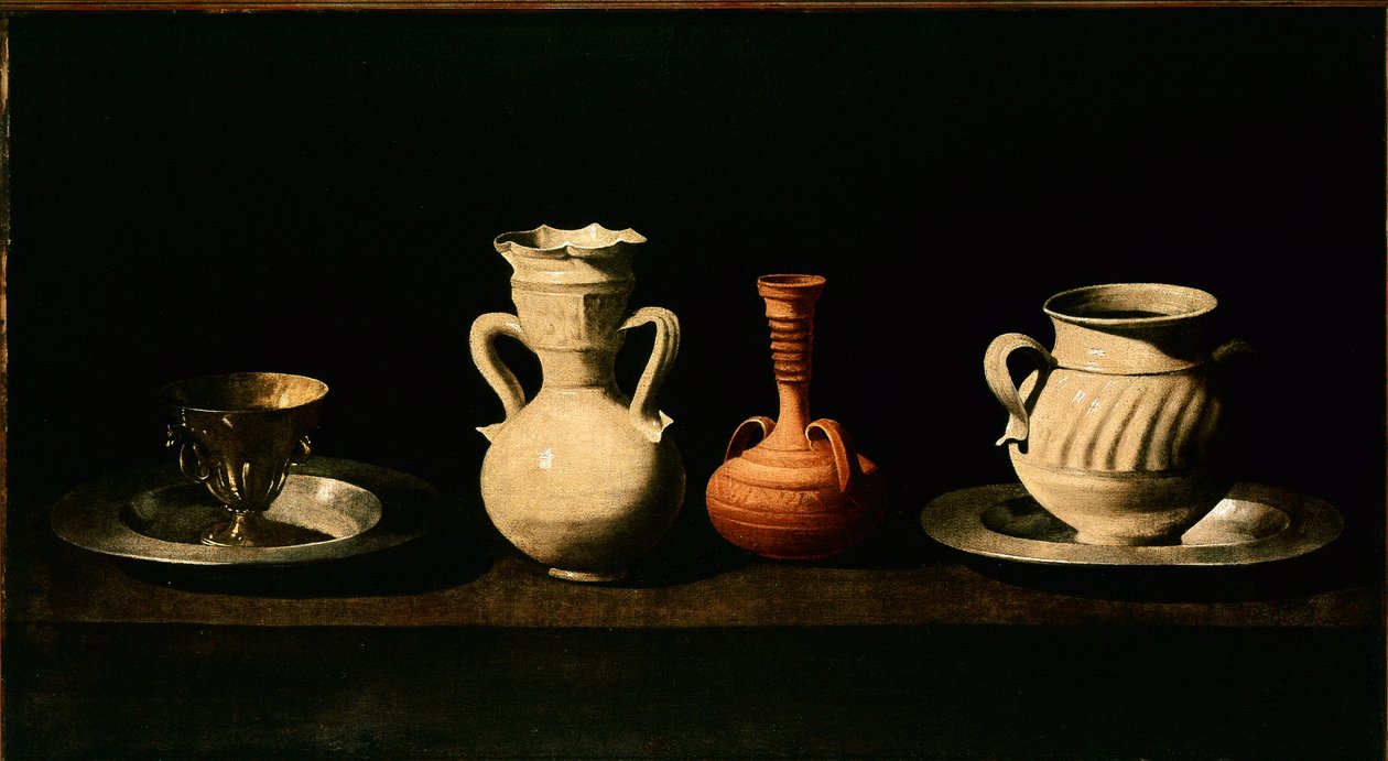 静物 水差し、ポットフランシスコ・デ・ズルバラン（1598-1664）による絵画 1633年 日46x84 cm マドリッド、プラド美術館 作： フランシスコ・デ・スルバラン