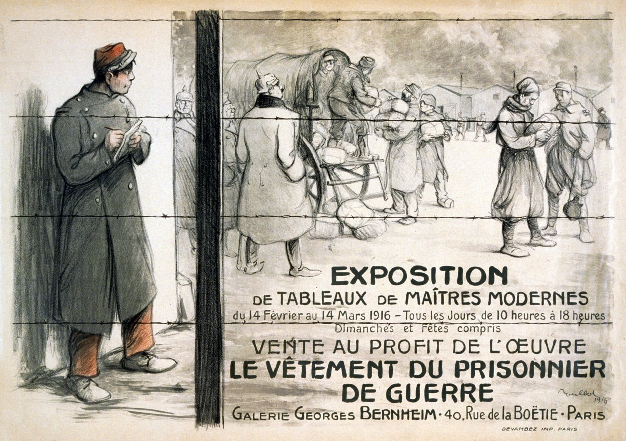 捕虜の衣料品の資金調達のための絵画展の広告 作： フランシスク・プールボット
