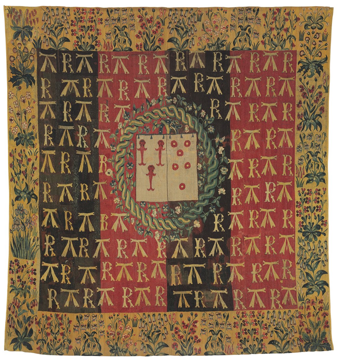 ロバートシャボットとアントワネットd "Illiers、c.1503の腕を描いた装甲ミールフルールタペストリー 作： フランコフラマン語学校
