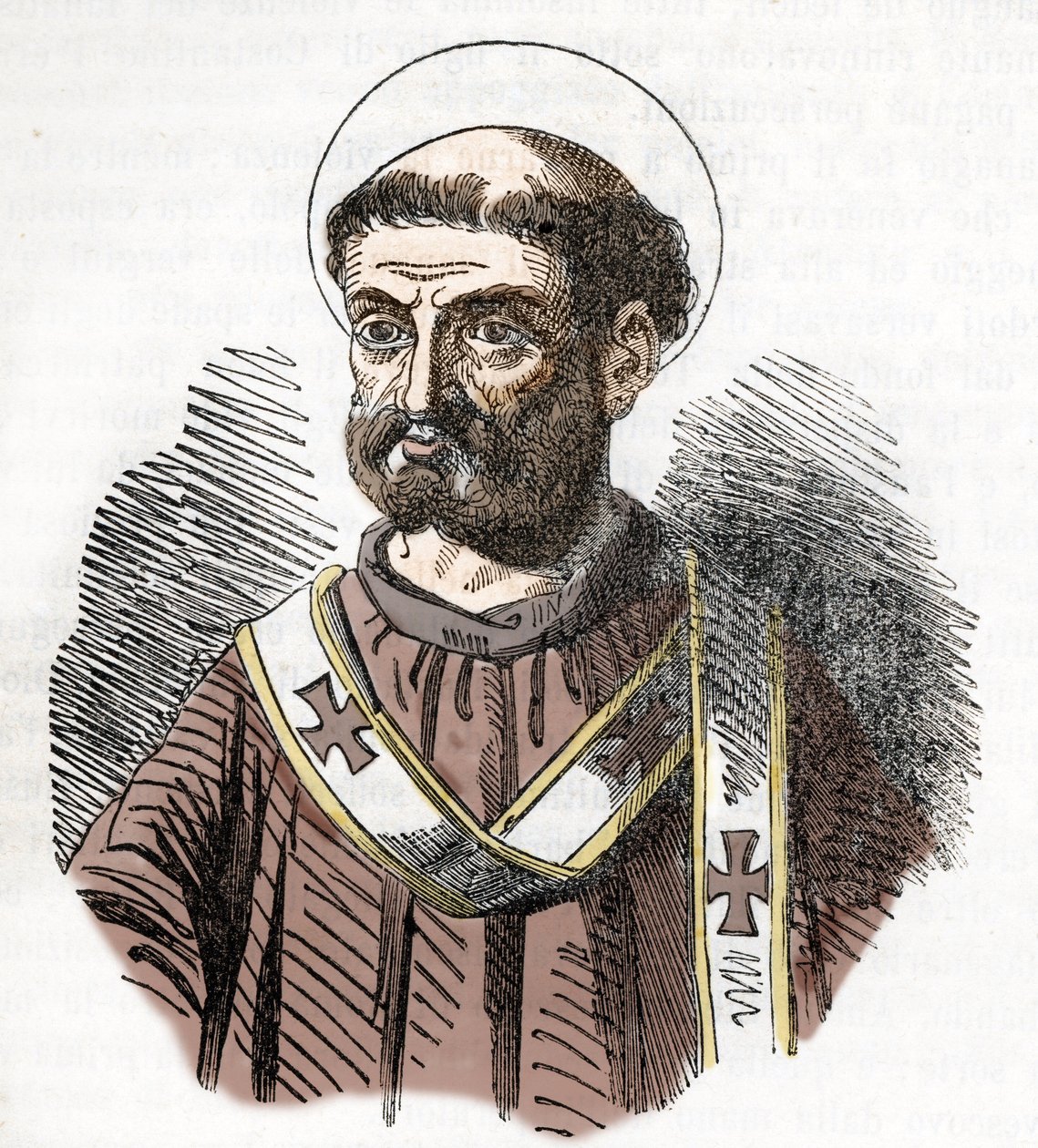 Paavi Liberen (Liberius) muotokuva (352-366) Kaiverrus Franco Mistralin kirjasta "I misteri del vaticano" 1843 作： フランコ・ミストラーリ