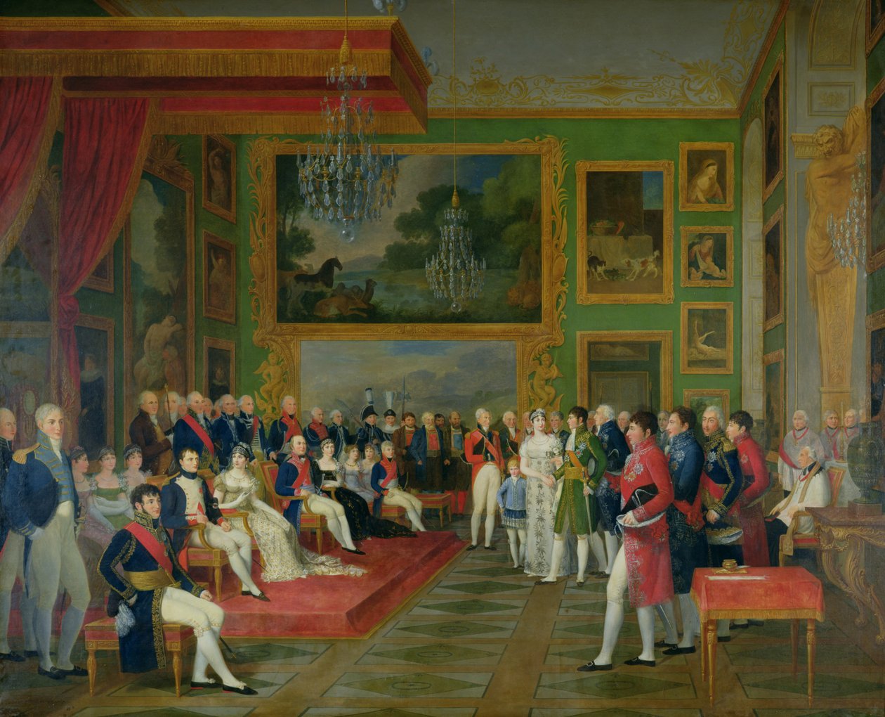 1806年、1808年1月13日、ミュンヘンのユーバリアデボーハルネ（1781-1824）とバイエルンのアマリーアウグストの結婚 作： フランソワ・ギヨーム・メナジェオ