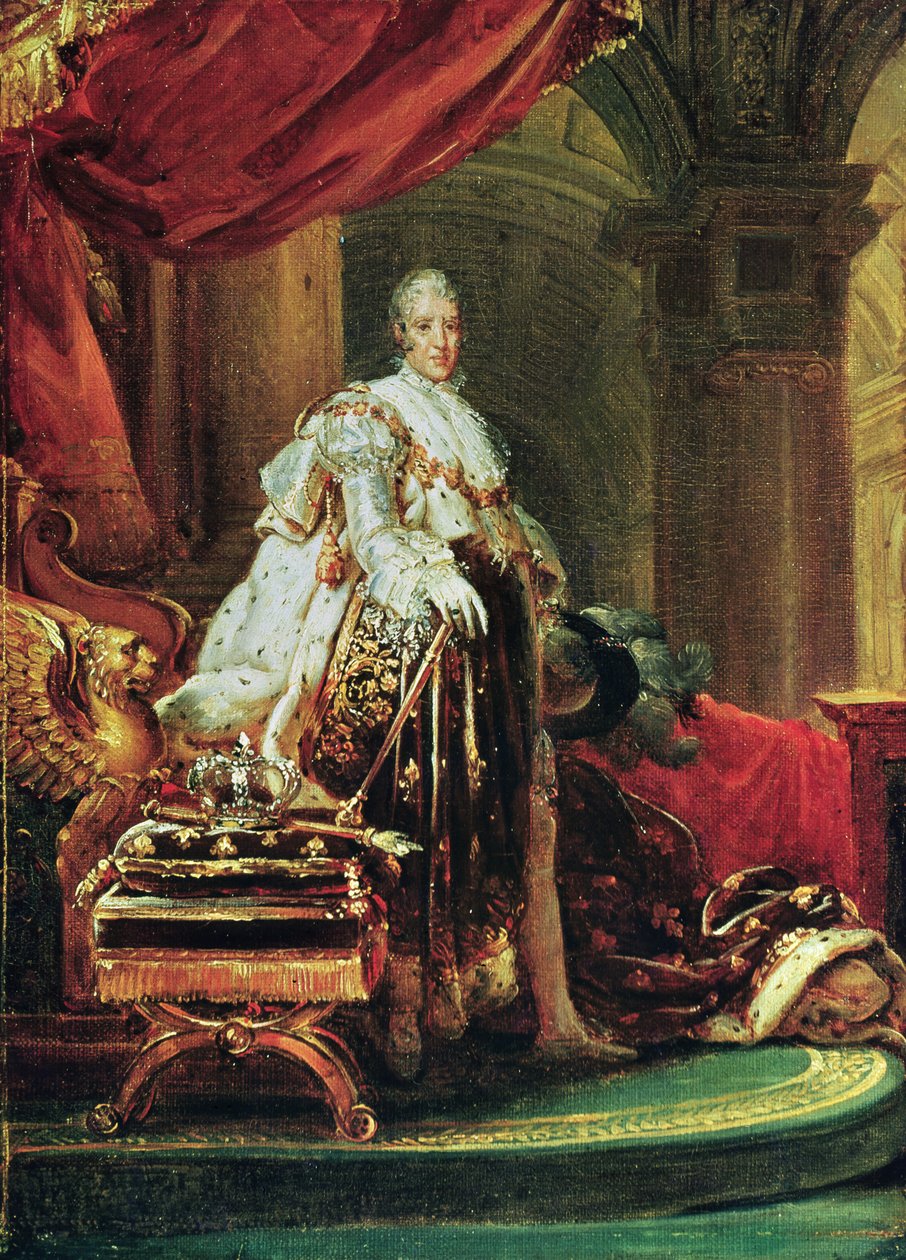 チャールズXの全身像（1757-1836）、フランス王とナバラ（1824-1830）、1825年 作： バロン・フランソワ・パスカルサイモン・ジェラール