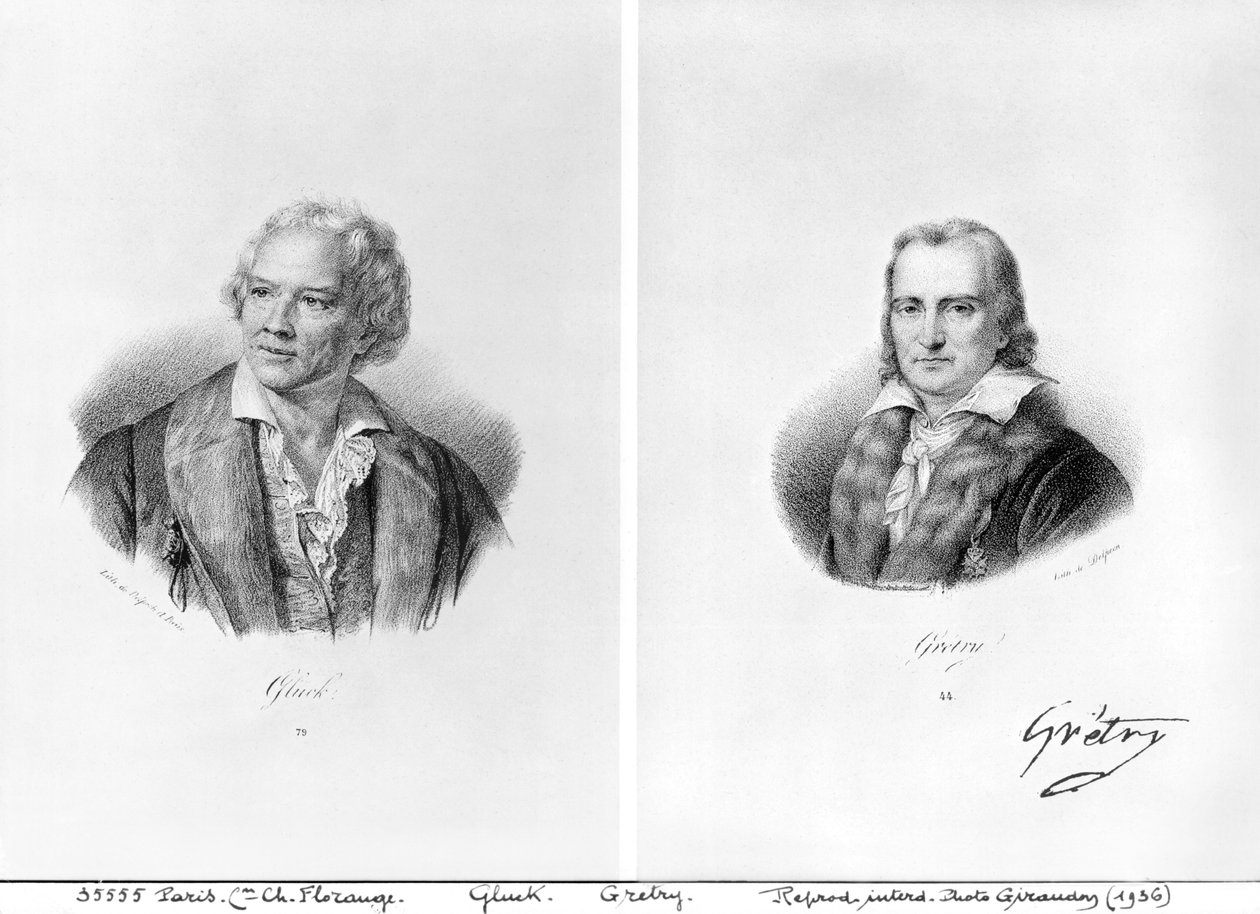 クリストフ・ウィリバルド・フォン・グルック（1714-87）とアンドレ・アーネスト・モデスト・グレトリー（1741-1813） 作： フランソワ・セラフィン・デルペック