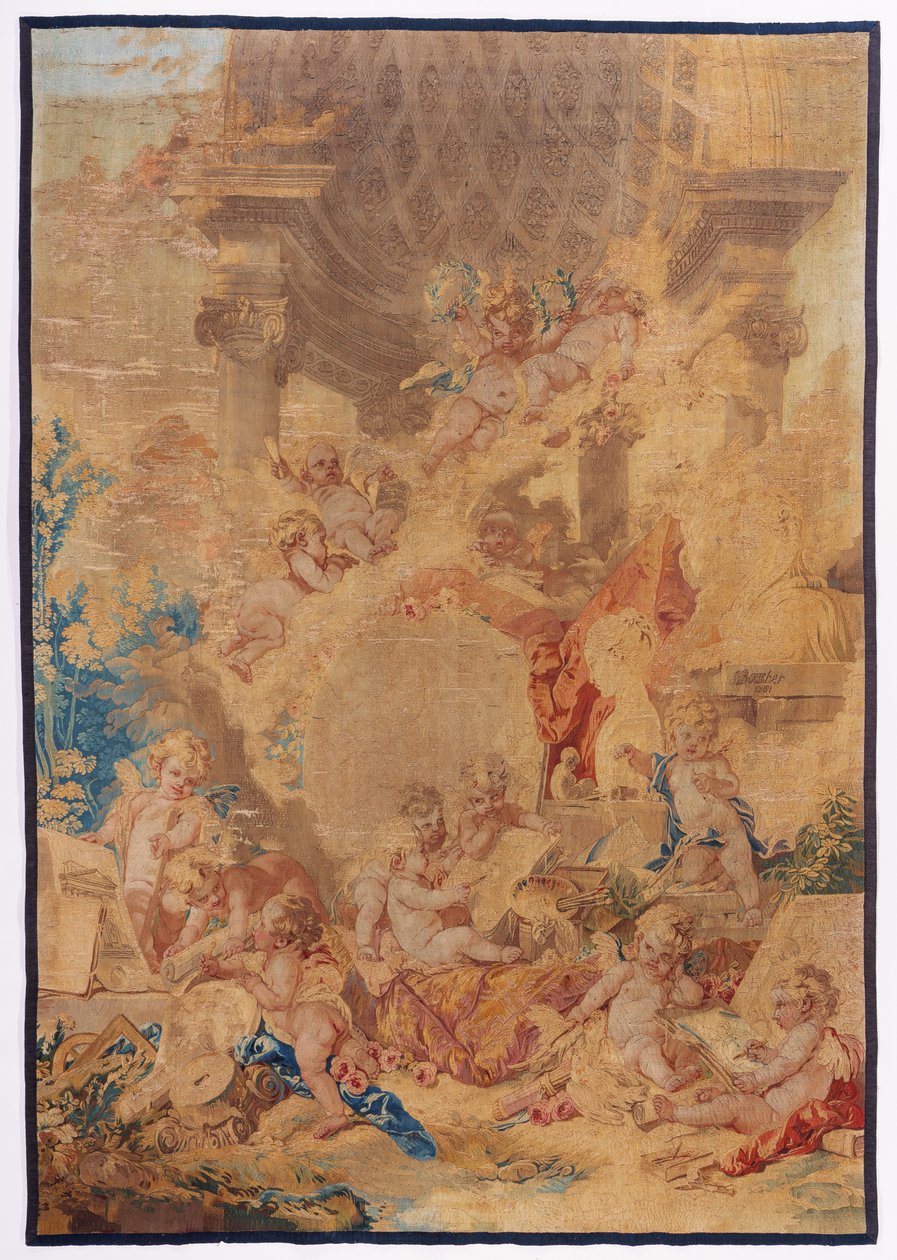 Les genies des Arts、1761（ウール＆シルク） 作： ブーシェ後のフランソワ