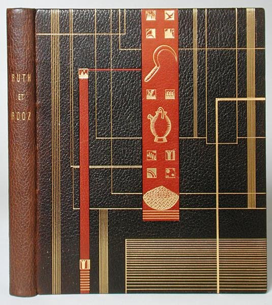 J.C.マルドゥス訳、E.ポアンシン装飾、1930年発行の「ルースとブーズ」の装丁（モロッコ革） 作： フランソワ・ルイ（後）鍛冶屋