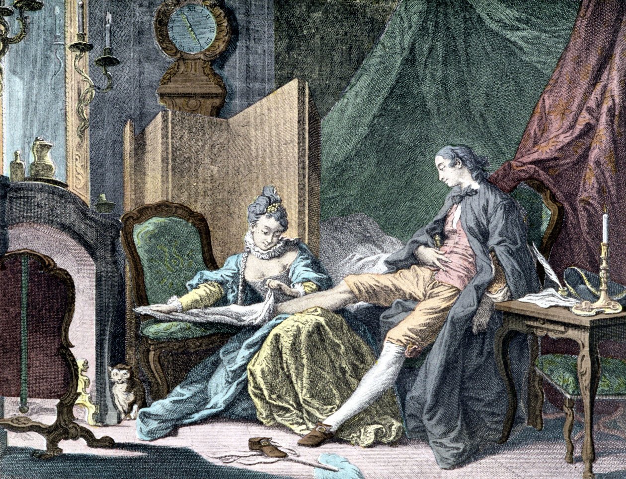 La Courtesan amoureuse:女が男の下半身を脱がせるシーン（apの刻印ブッチャー 作： フランソワ (後) ブーシェ