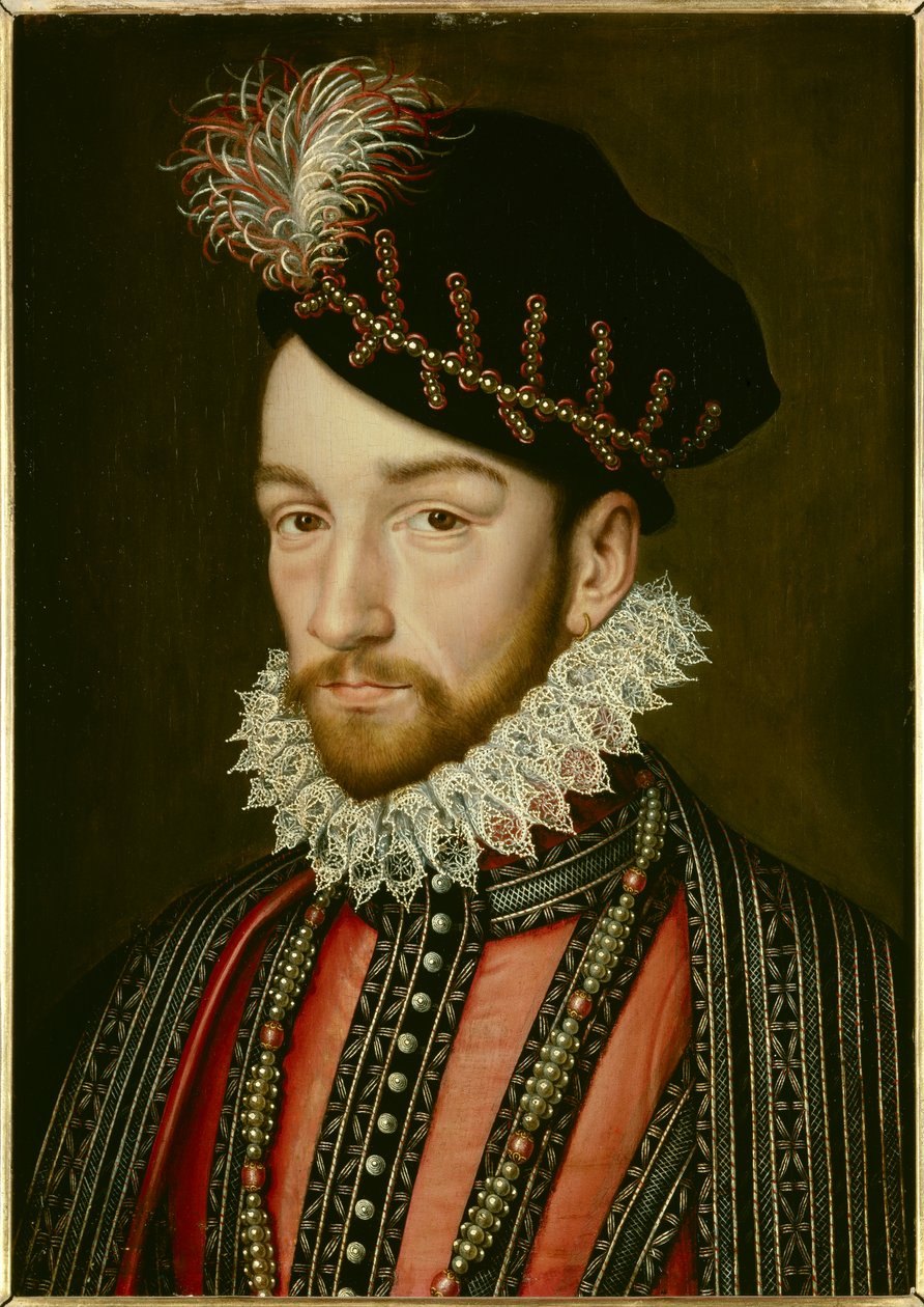 シャルル9世（1550年〜1574年）の肖像。フランソワ・クルエ（1515-1572）の絵 作： フランソワ（後）クルーエ