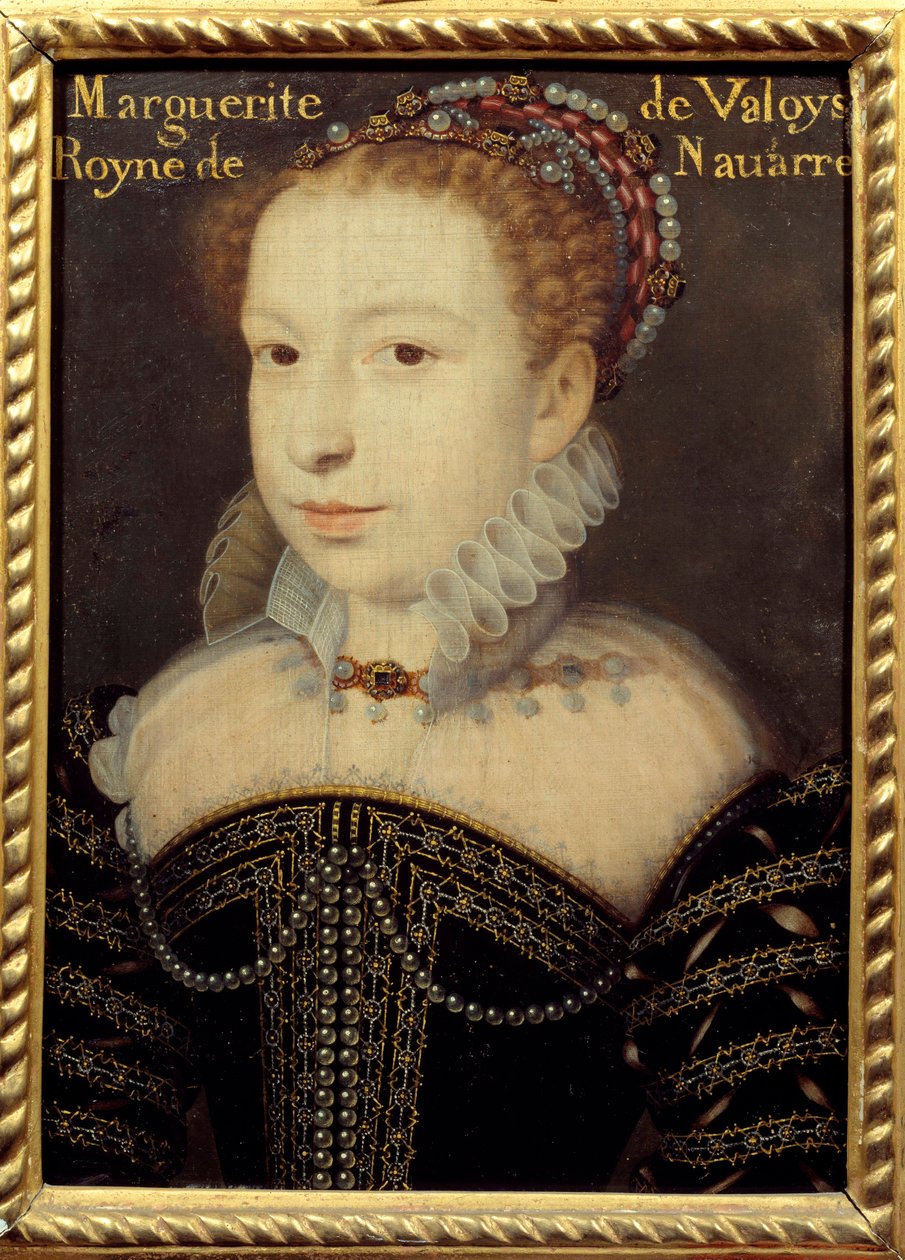マルグリット・ド・ヴァロワ（1553-1615）またはマルゴー王妃の肖像 フランソワ・クルエ（1515年頃-1572年）の絵画 16世紀 日0.24 X 0.31 m シャンティイ、コンデ美術館 作： フランソワ（後）クルーエ