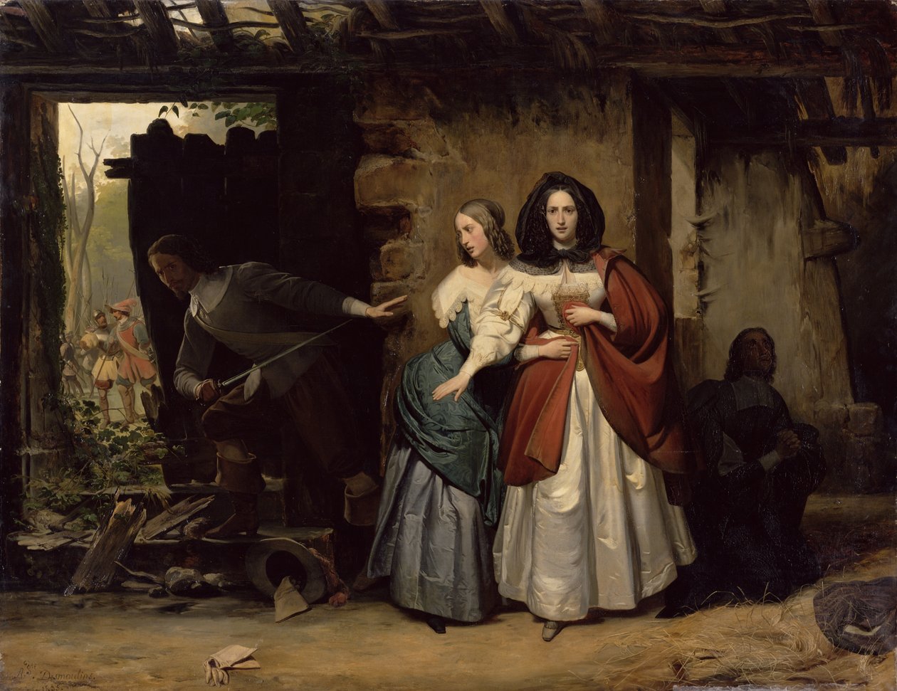 1638年、1835年のイングランドの女王、フランスのヘンリエッタマリアの飛行 作： フランソワ・オーギュスタン・デスムーラン