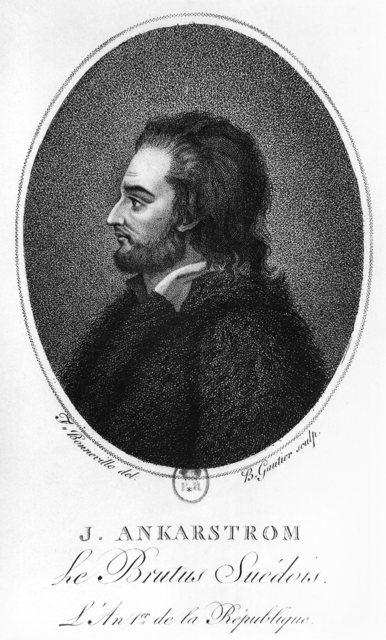 B.ゴーティエによって彫刻されたヨハンアンカルストロムの肖像、1792年 作： フランソワ・ボンネビル