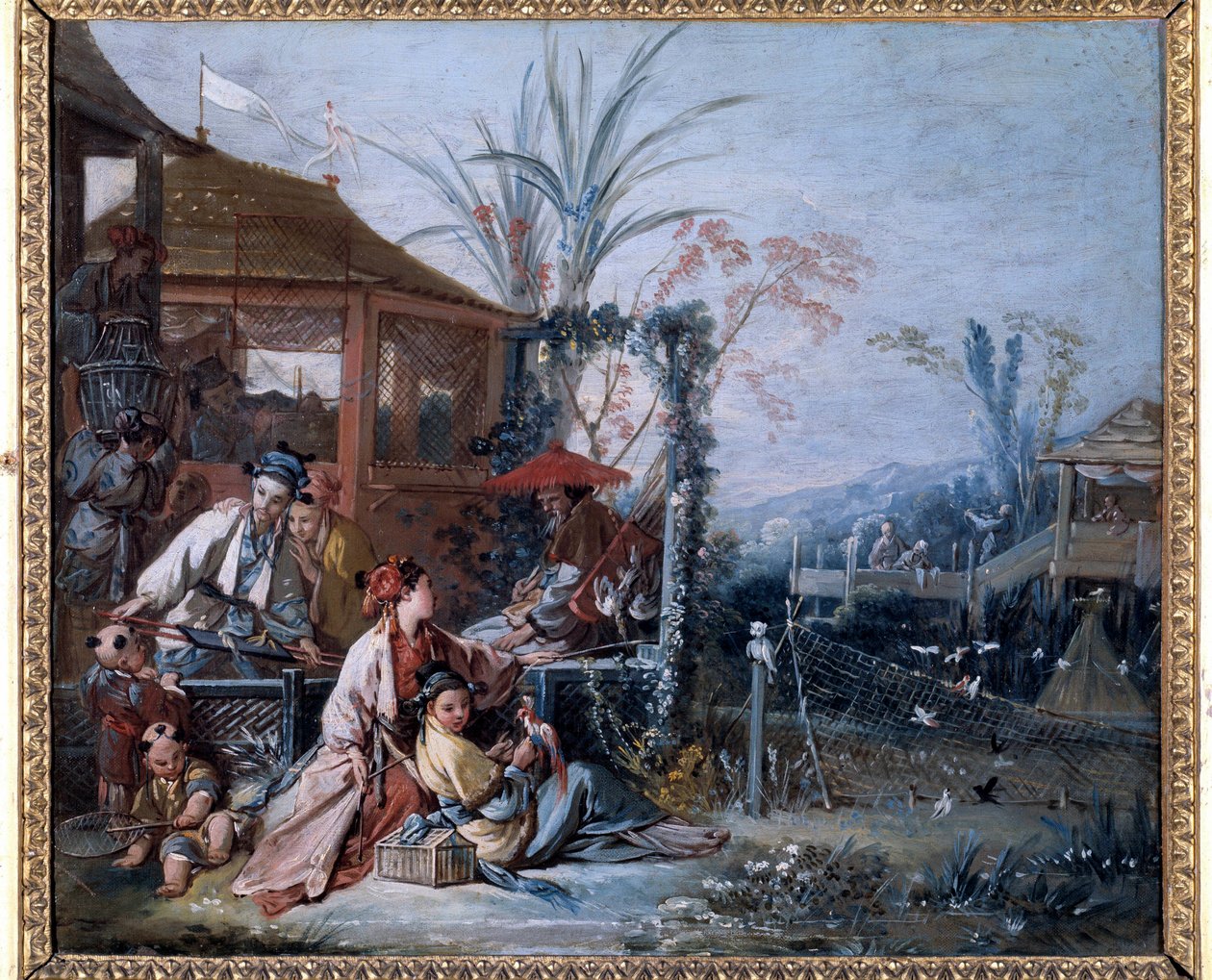 シノワズリ：フランソワ・ブーシェ（1703-1770）の「狩り」の絵。ブザンソン美術館 作： フランソワ・ブーシェ