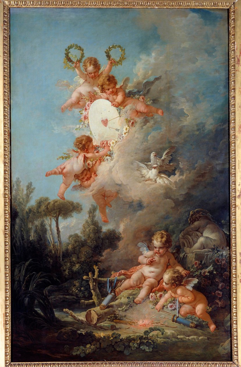 愛の標的」 絵画 フランソワ・ブーシェ（1703-1770） 1758年 日2,58×1