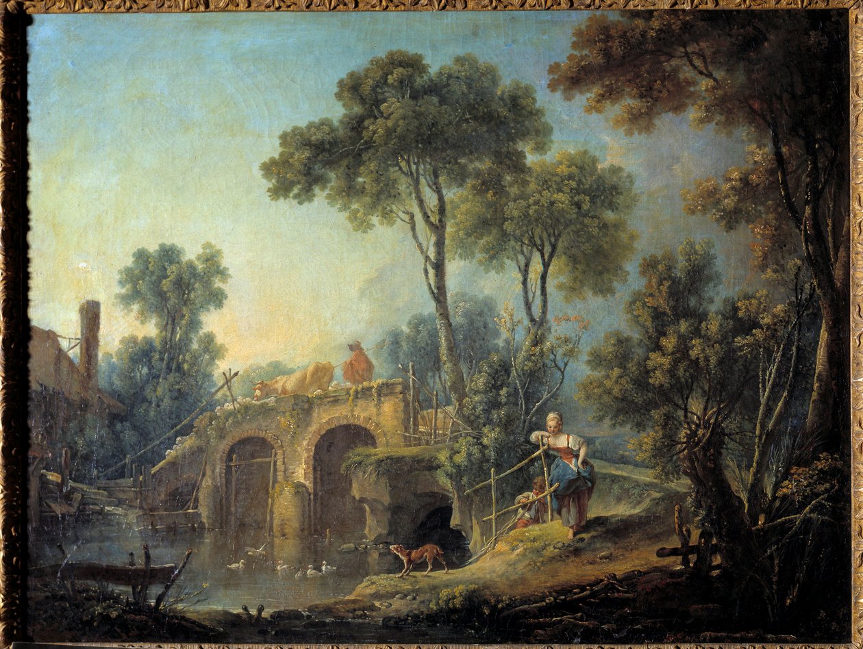 額装 フランス絵画 フランソワ・ブーシェ 「橋」 額装 フランス絵画 フランソワ・ブーシェ 「橋」