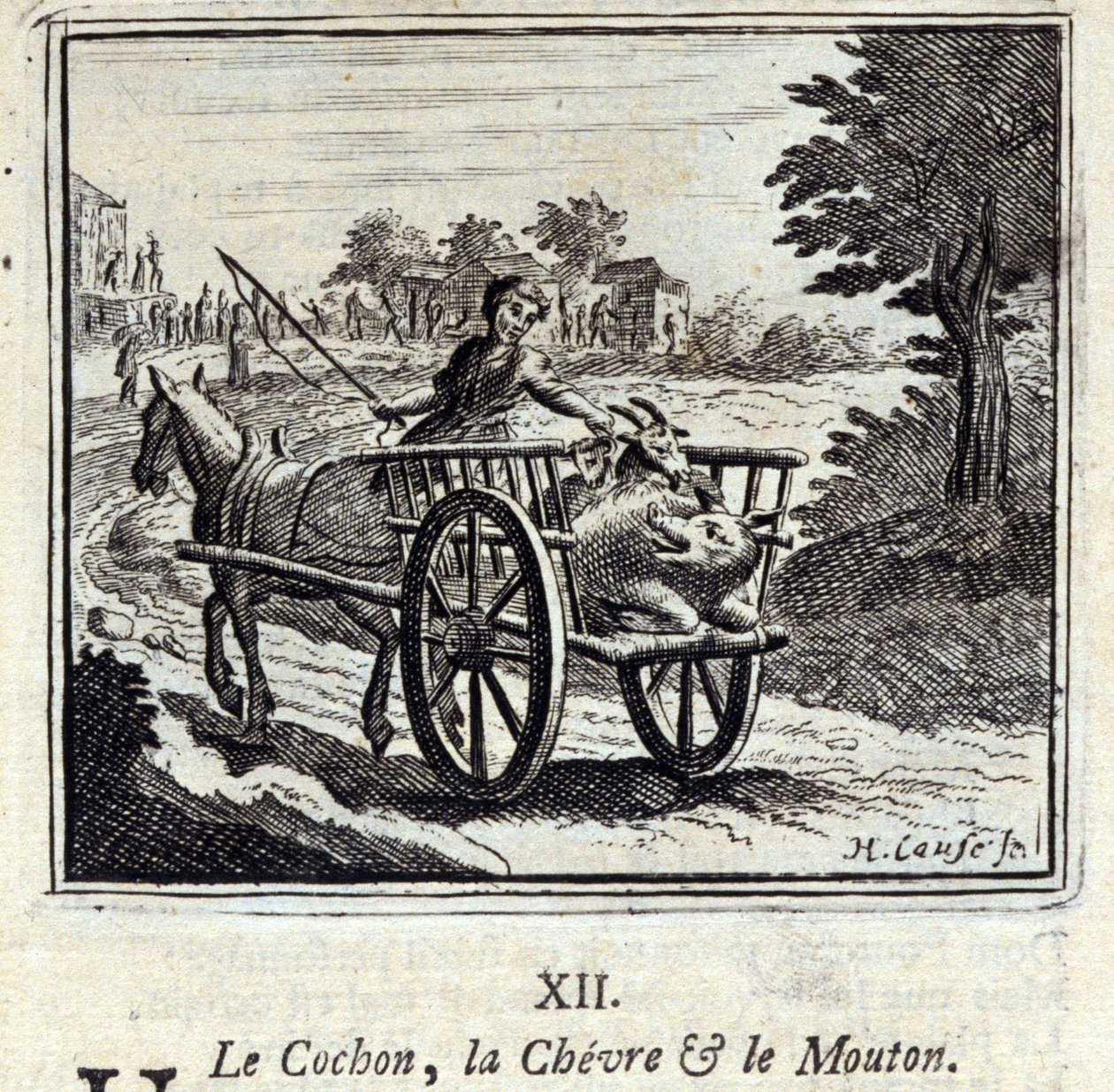 ジャン・ド・ラ・フォンテーヌ（1621-95）の寓話集。フランソワ・ショーボー（1613-1676）によるイラスト。1728年の版。 作： フランソワ・ショーボー