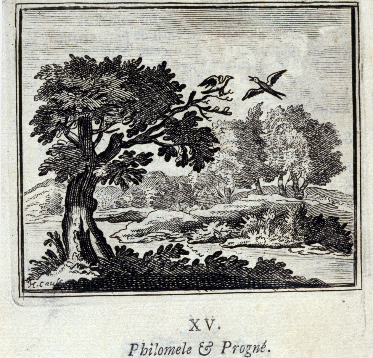 フィロメアとプログネジャン・ド・ラ・フォンテーヌ（1621-95）の寓話集。挿絵はフランソワ・ショーボー（1613-1676）。1728年の版。 作： フランソワ・ショーボー