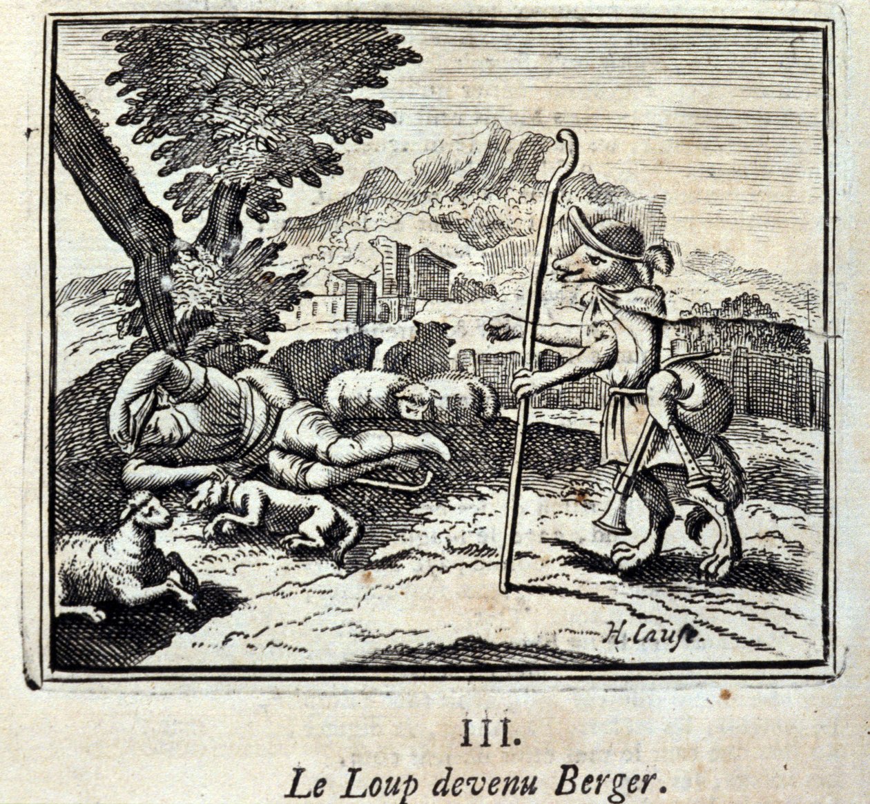 ジャン・ド・ラ・フォンテーヌ（1621-95）の寓話集。挿絵はフランソワ・ショーボー（1613-1676）。1728年の版。 作： フランソワ・ショーボー