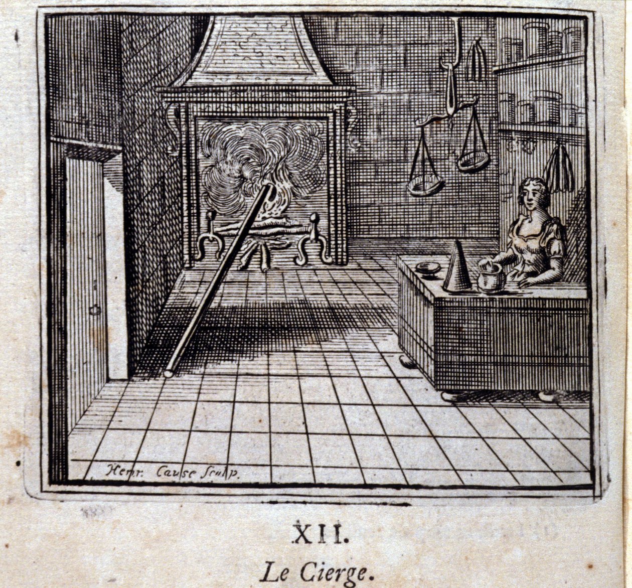 キャンドルのことです。ジャン・ド・ラ・フォンテーヌ（1621-95）の寓話。挿絵はフランソワ・ショーボー（1613-1676）。1728年の版。 作： フランソワ・ショーボー