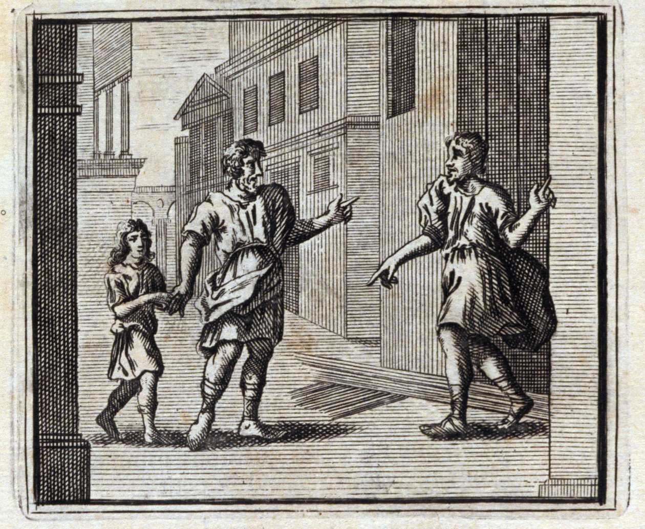 預かり人は不信心者。ジャン・ド・ラ・フォンテーヌ（1621-95）の寓話。挿絵はフランソワ・ショーボー（1613-1676）。1728年の版。 作： フランソワ・ショーボー