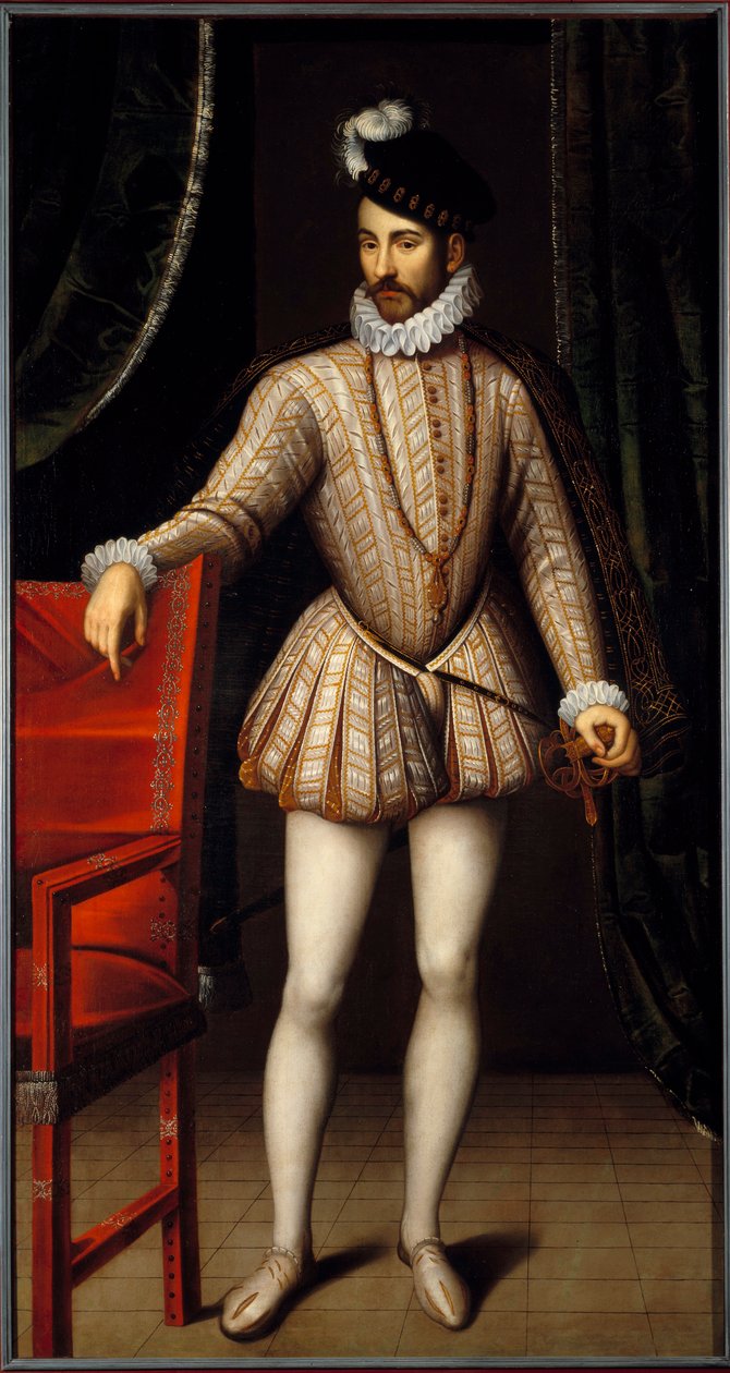 フランス国王シャルル9世（1550-1574）の足元の肖像。フランソワ・クルエ（1515-1572）の作品 作： フランソワ・クルーエ