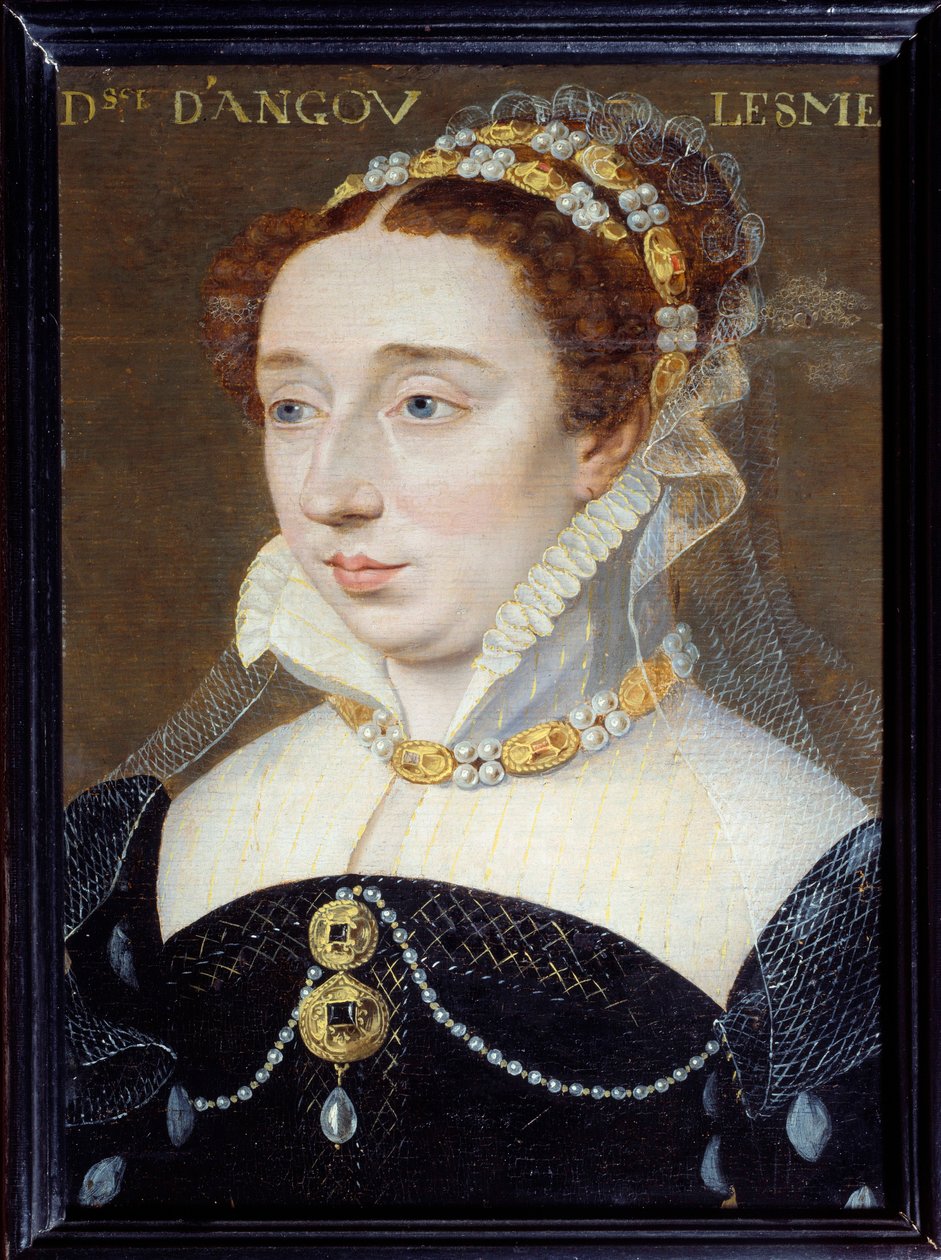 アンリ4世の正統な娘であるアングレーム公爵夫人フランスのディアーヌ（1538-1619）の肖像 フランソワ・クルエ（1515-1572）による絵画 16世紀 日0.31x0.23 m パリ、カルナヴァレ美術館 作： フランソワ・クルーエ