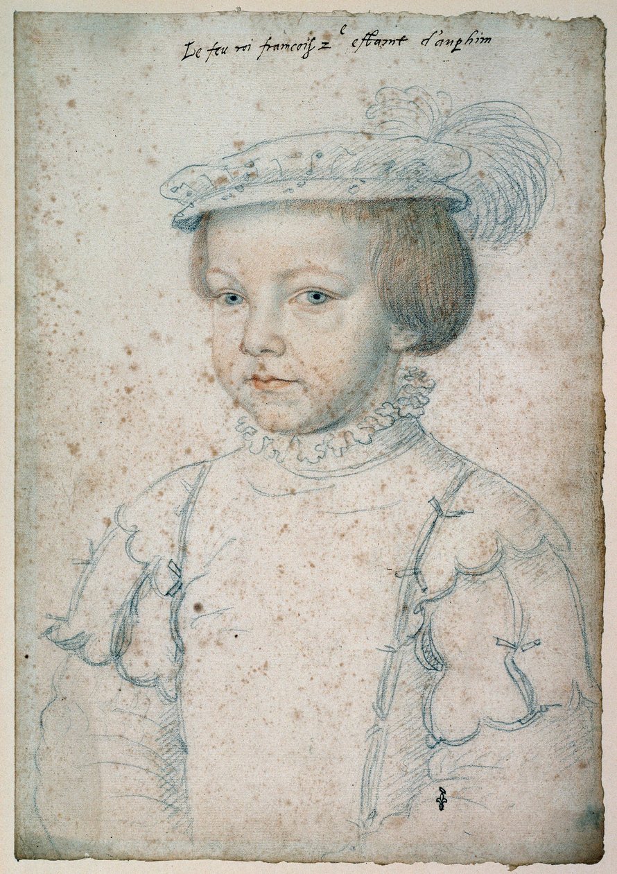 フランス王フランソワ2世（1544-1560）の肖像。フランソワ・クリュエ（1515-1572）によるドローイング 作： フランソワ・クルーエ