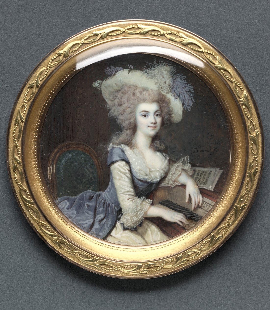 ハープシコードでの女性の肖像、c。 1788。 作： フランソワ・デュモン