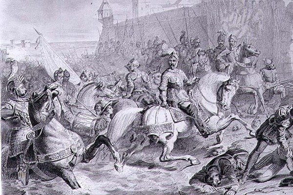 1558年、第2代ギーズ公フランシス（1519-63）によるカレーの奪取、アメデ・フェリックス・バルテルミー・ゲイリー（1802-43）（エングレービング 作： フランソワ・エドゥアール（後）ピコ