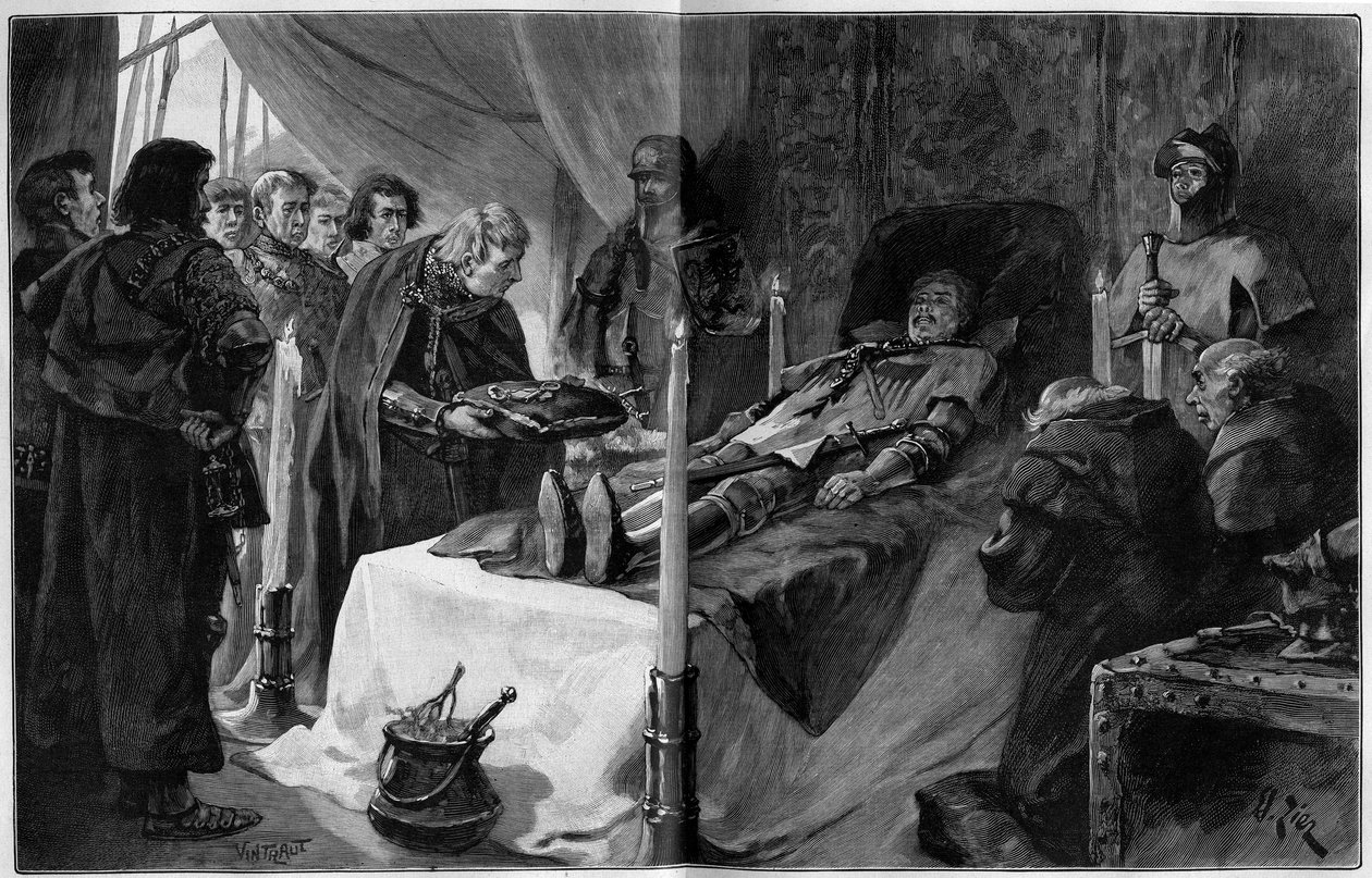 百年戦争：ベルナール・デュ・ゲスクリンの死（1320年～1380年 作： フランソワ・エドゥアール・ジエ