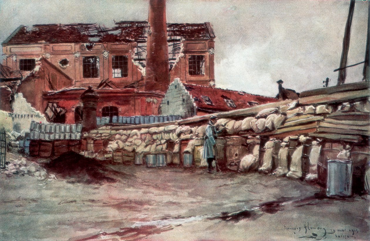 1915年5月20日、1926年、フランスのソワソン工場バリケード。 作： フランソワ・フラメン
