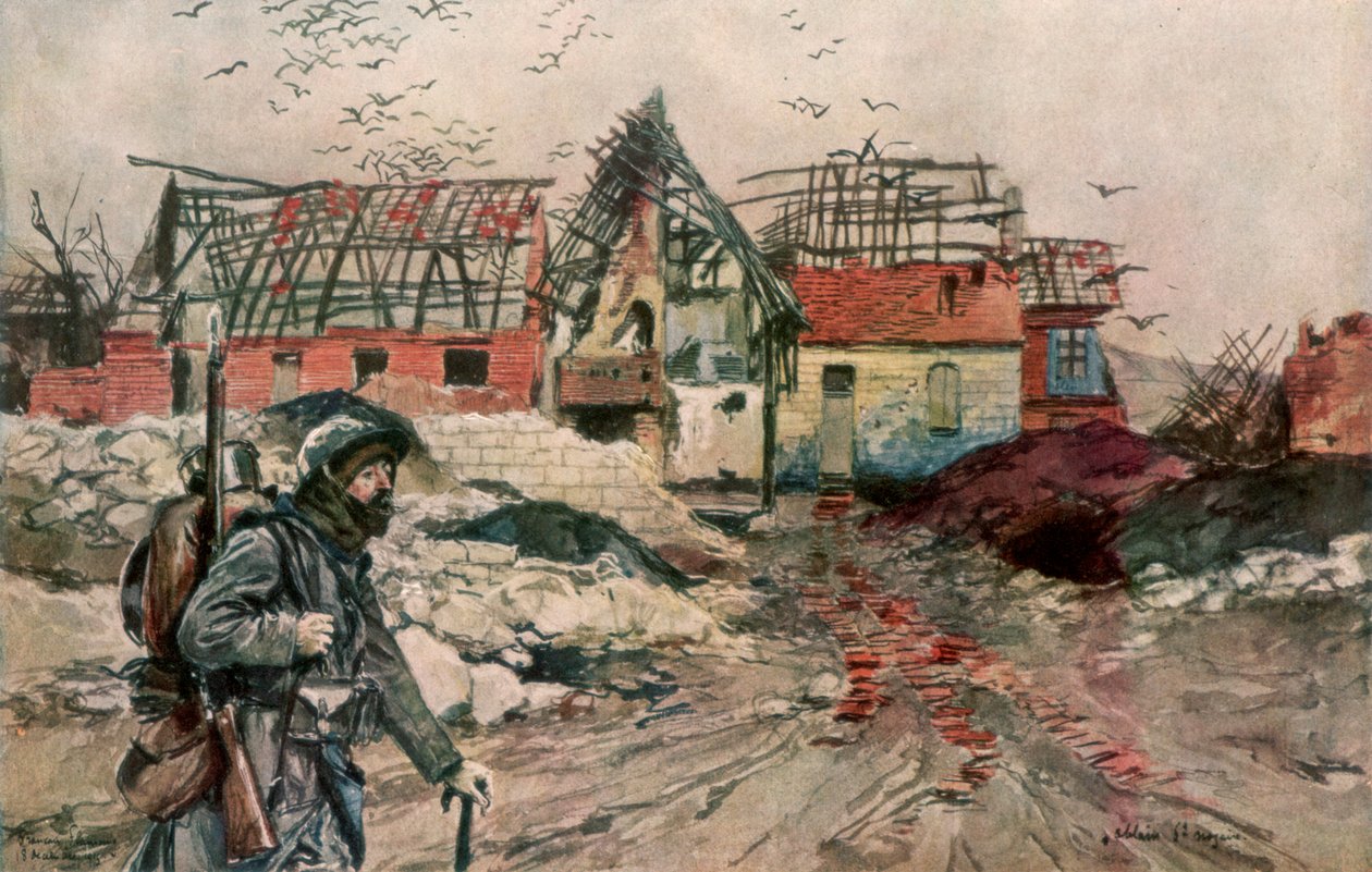 1915年12月18日、1926年、フランス、アルトワのアブランサンナゼールの遺跡。 作： フランソワ・フラメン