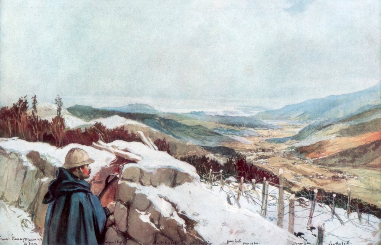 1916年1月、1926年1月、遠くのライン川でミュンスター渓谷を見下ろす塹壕。 作： フランソワ・フラメン