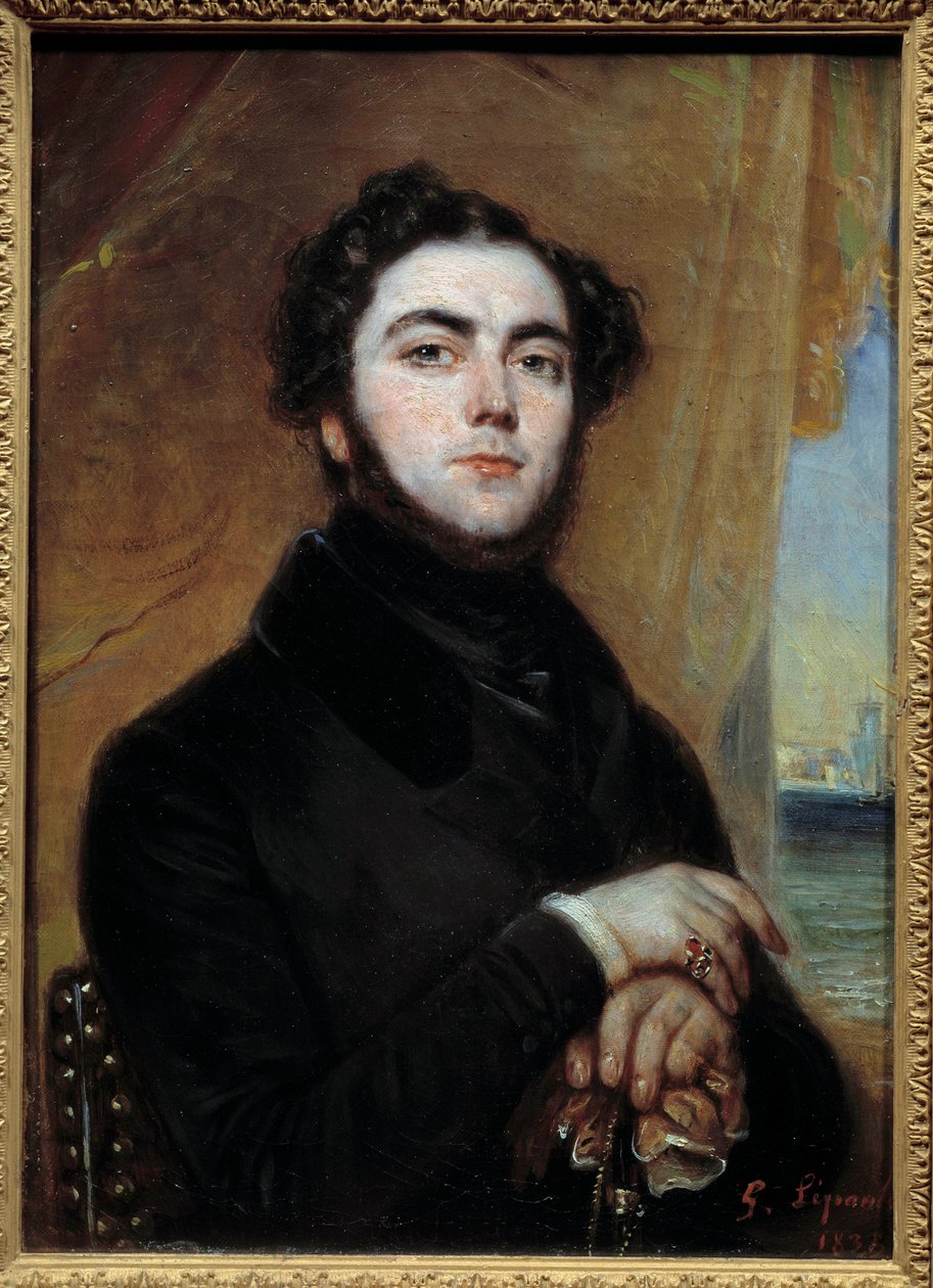 ユージン・スー（1804-1857）の肖像 小説家 フランソワ・ガブリエル・ルポール（1804-1886）の絵画 1836年日。0.35x0.25 m パリ、カルナヴァレ博物館 作： フランソワ・ガブリエル・ギヨーム・レポール