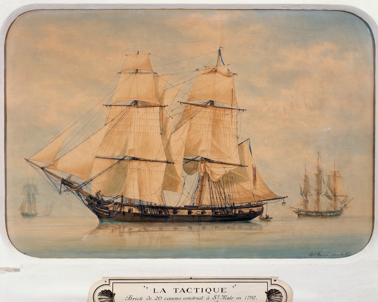 フランスのフランソワ・ルー（1811-1882）が1792年に建造したブリッグ「タクティック」。 作： フランソワ・ジェフロワ・ルー
